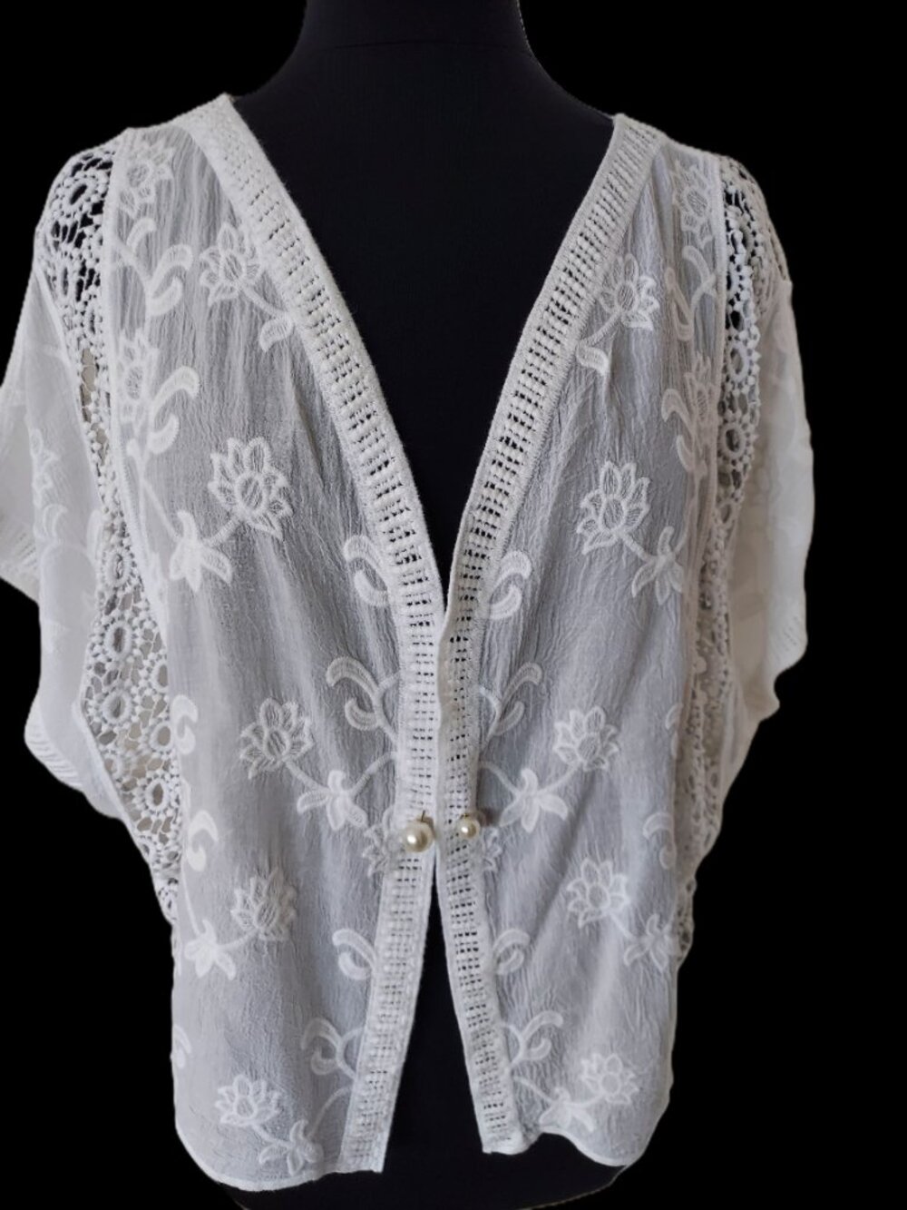 Vince Camuto White Lace Crotchet Women’s Cardigan 100% Cotton, One Size